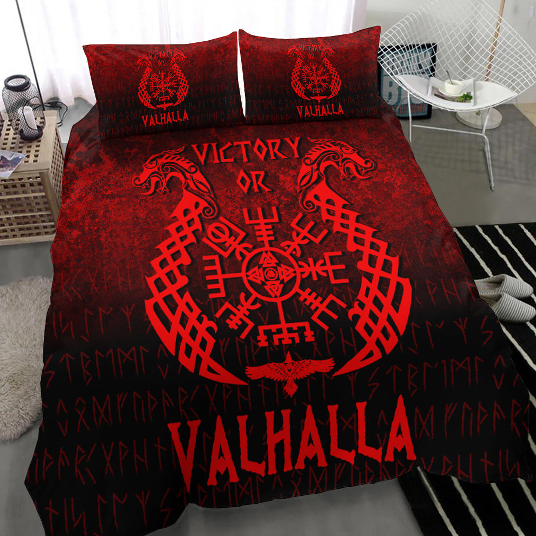 Viking Bedding Set Victory or Valhalla Red Version