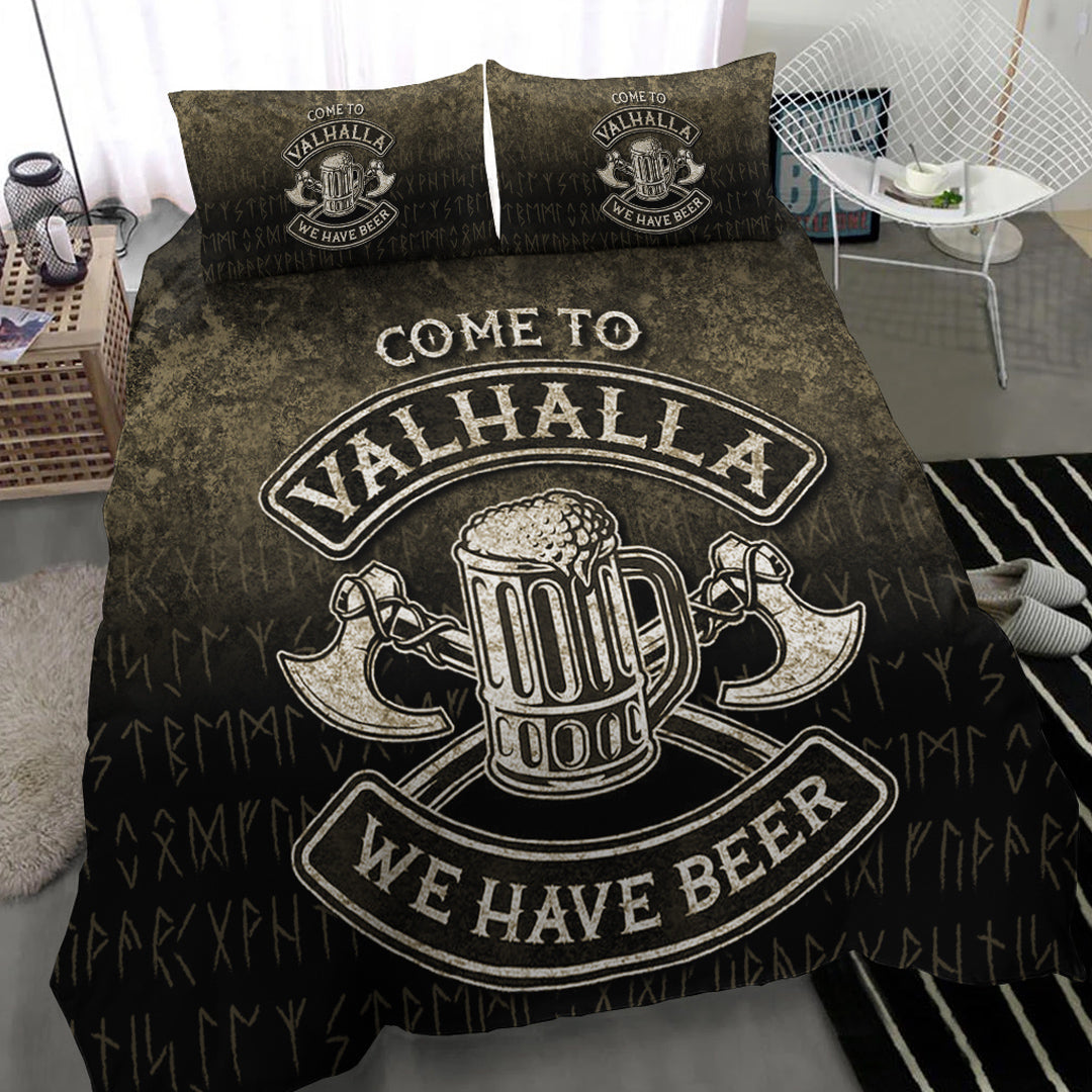 Viking Bedding Set Come To Valhalla We Have Beer Funny Nordic Style