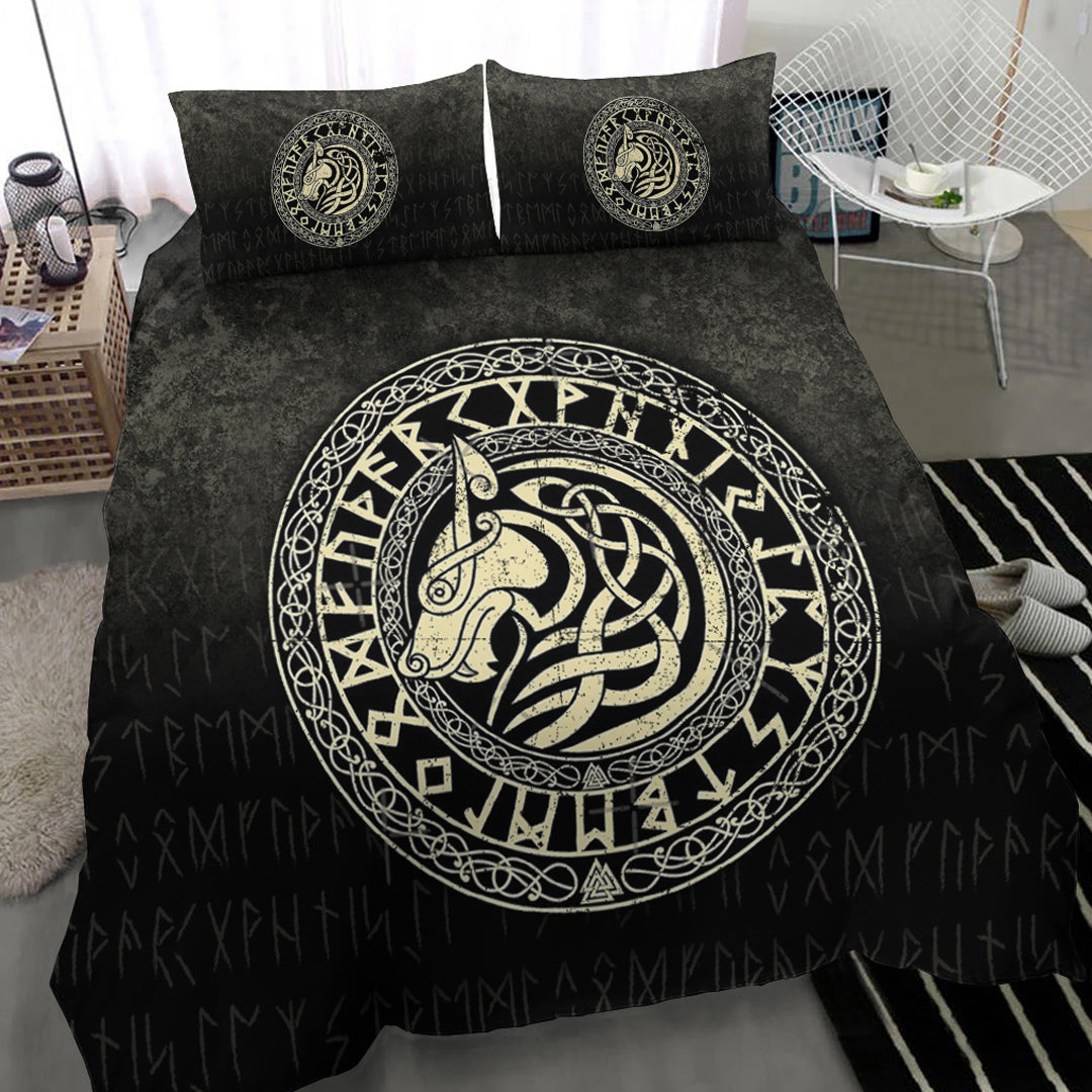 Viking Bedding Set Viking Wolf Gold Version