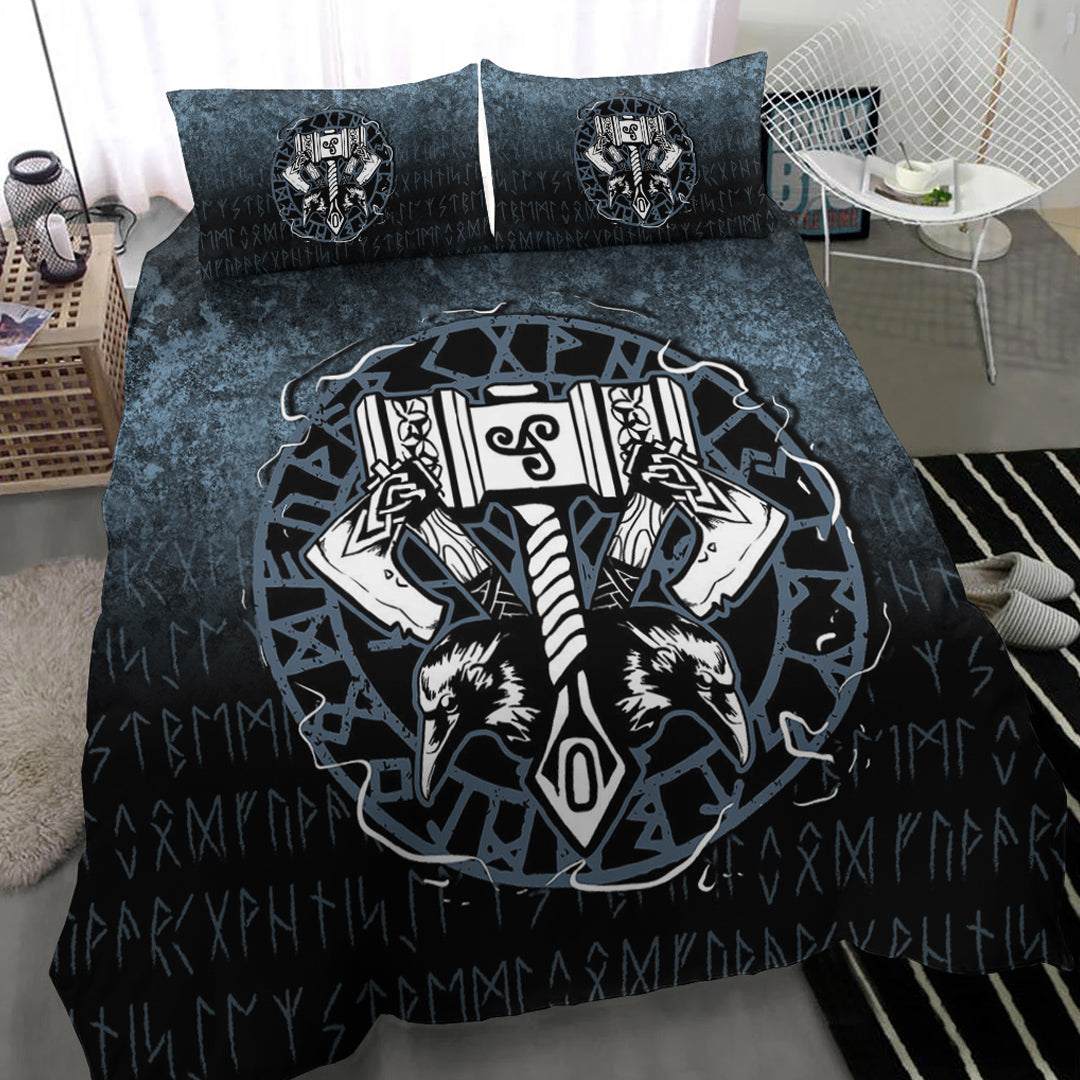 Viking Bedding Set Celtic Huginn And Muninn Raven Style