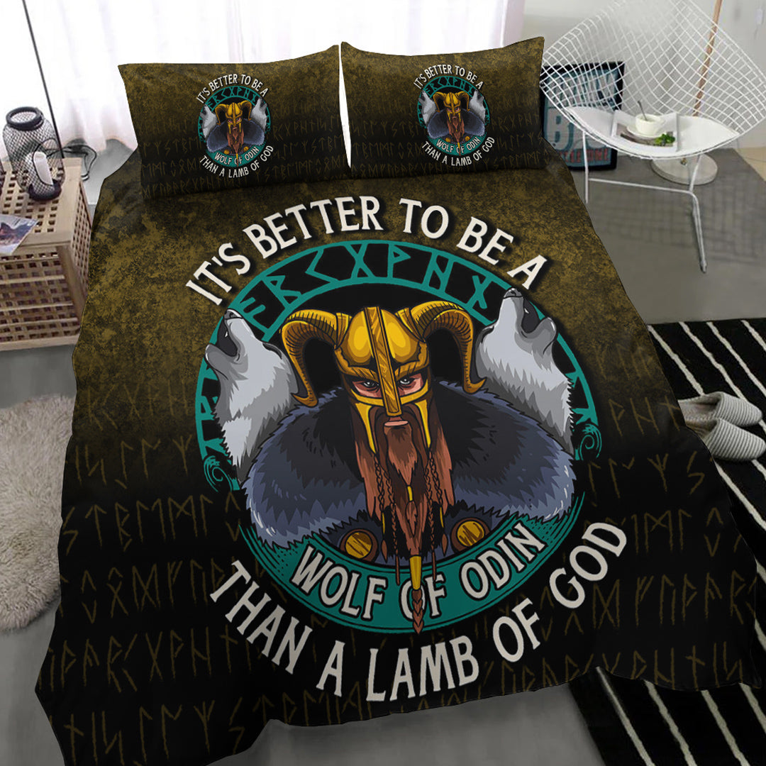 Viking Bedding Set Its Better To Be A Wolf Of Odin Than A Lamb Of God Ver02