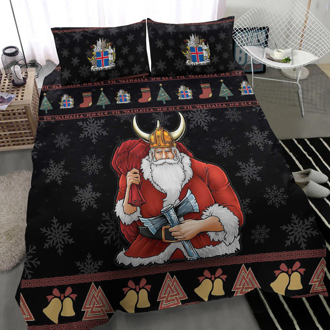 Viking Bedding Set Christmas Iceland Santa