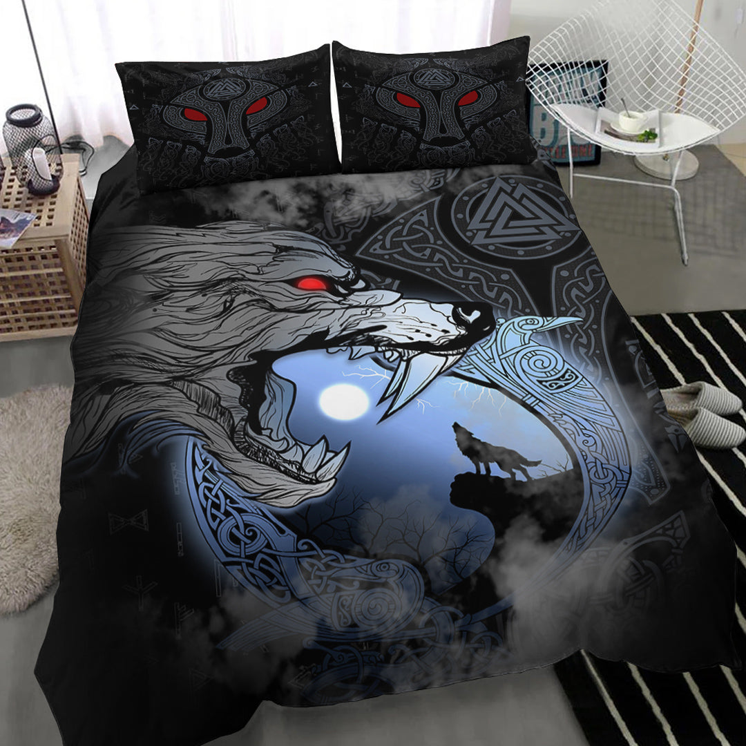 Viking Bedding Set Fenrir And Moon