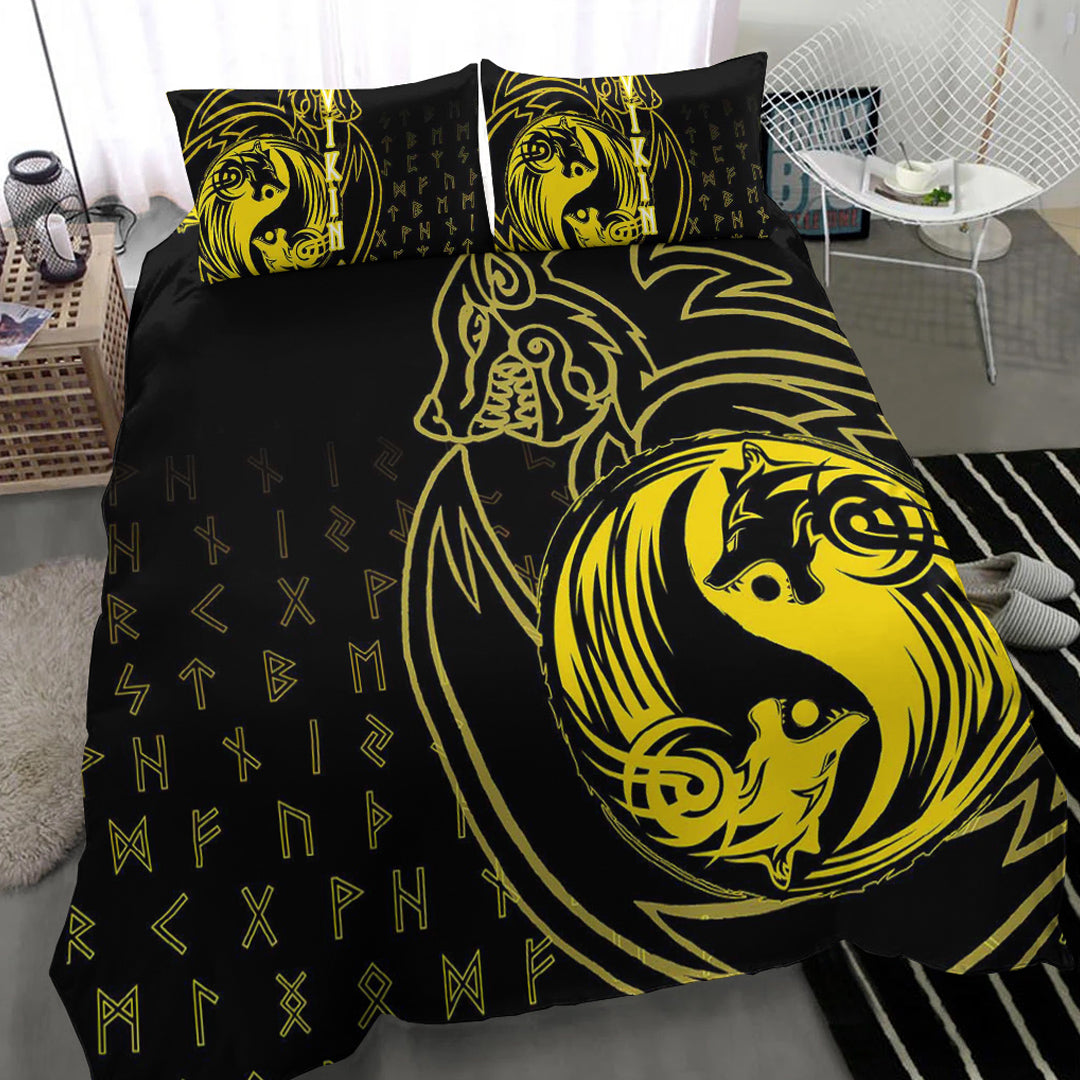 Viking Bedding Set Skoll and Hati Gold