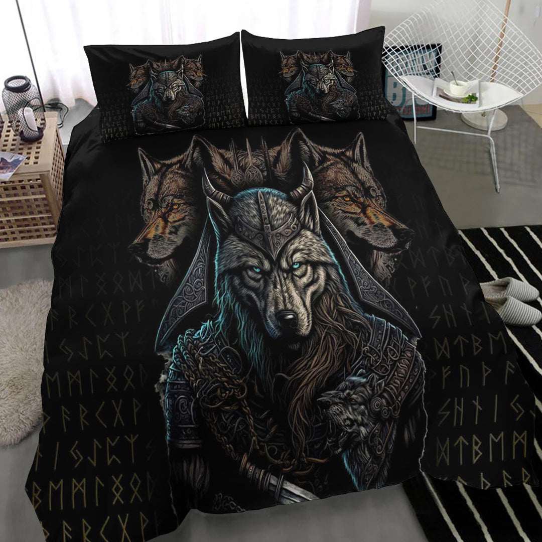 Viking Bedding Set Viking Wolf Warriors 3D