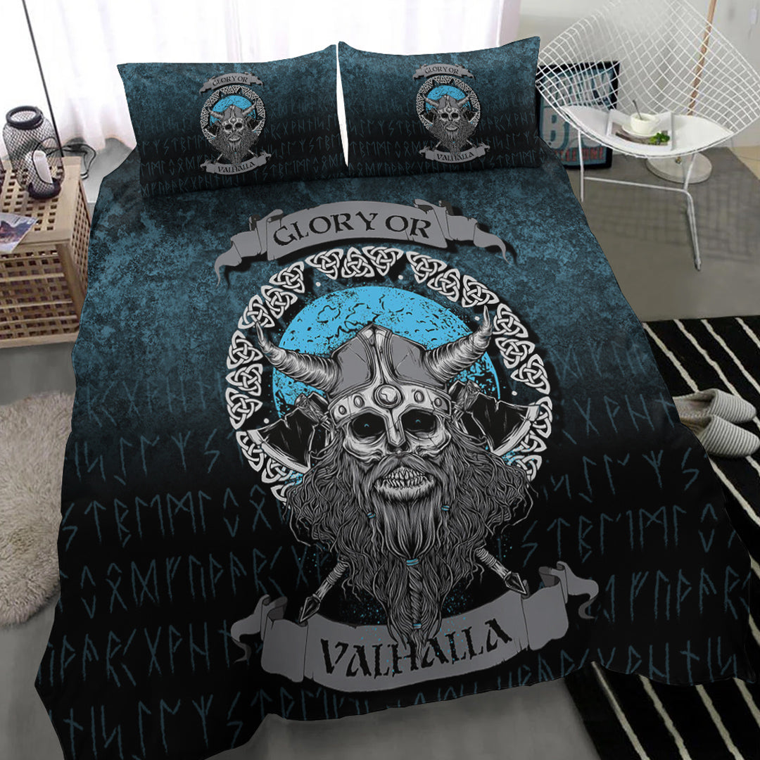 Viking Bedding Set Glory or Valhalla Viking Skull