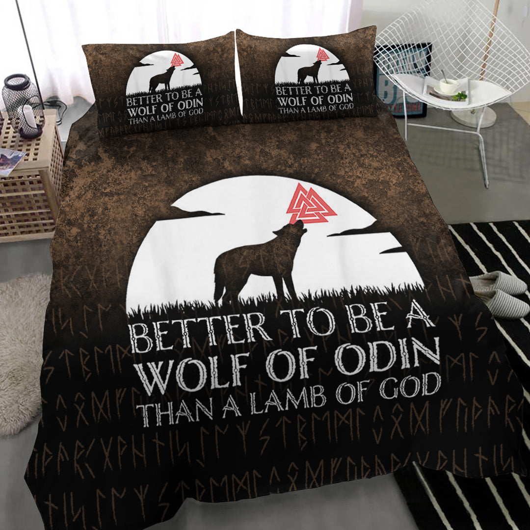 Viking Bedding Set Better To Be A Wolf Of Odin Than A Lamb Of God Ver02