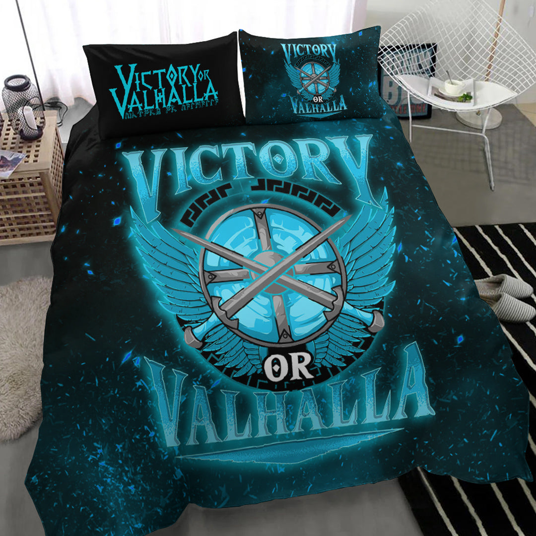 Viking Bedding Set Victory Or Valhalla Cyan Style