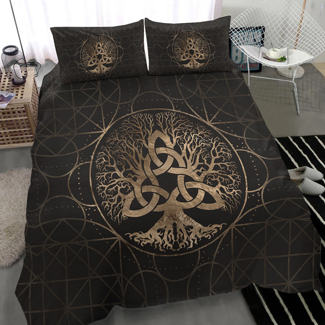 Viking Bedding Set Tree of Life Yggdrasil with Triquetra