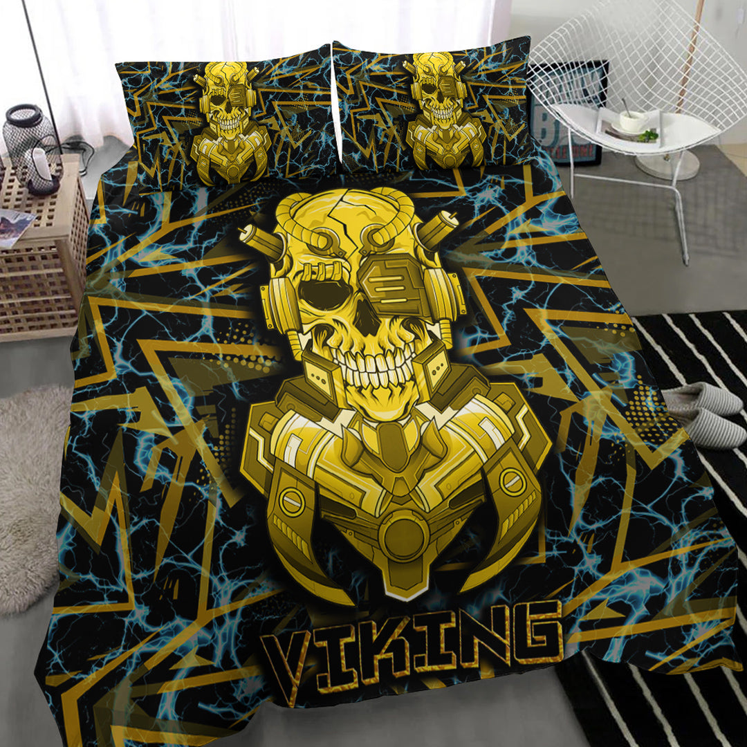 Viking Bedding Set Viking 3D Warrior Robo Gold Pattern