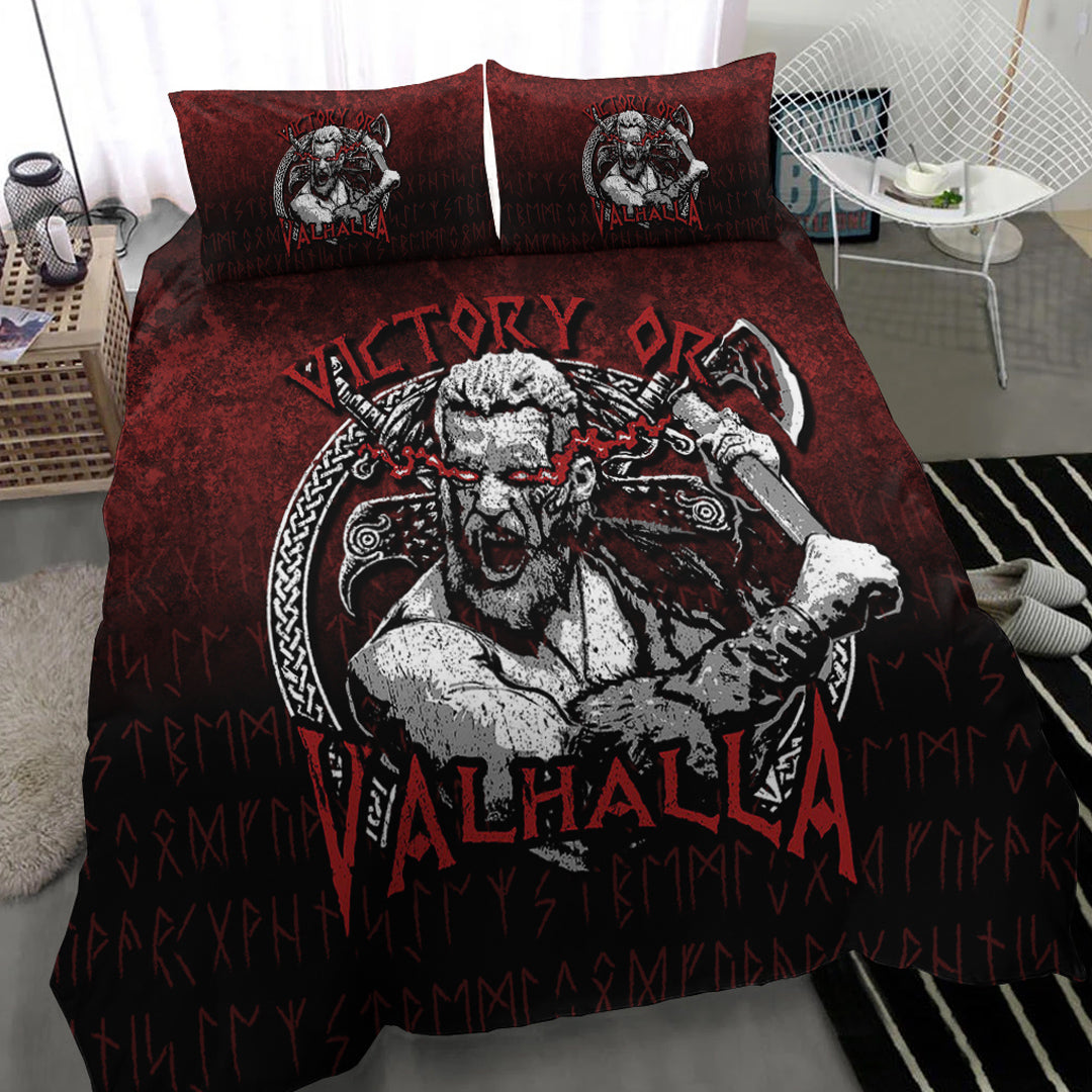 Viking Bedding Set Axe Warrior Raven Odin Thor Victory Or Valhalla