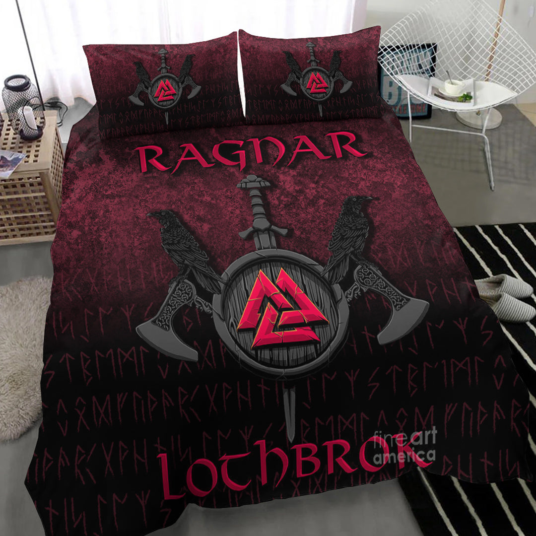 Viking Bedding Set Ragnar Lothbrok Ragnar Lodbrok Viking Warrior Red Version