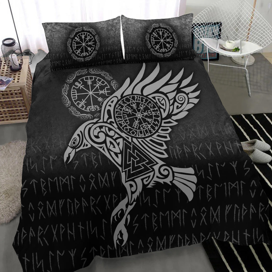 Viking Bedding Set Raven Vegvisir Tattoo Special Version