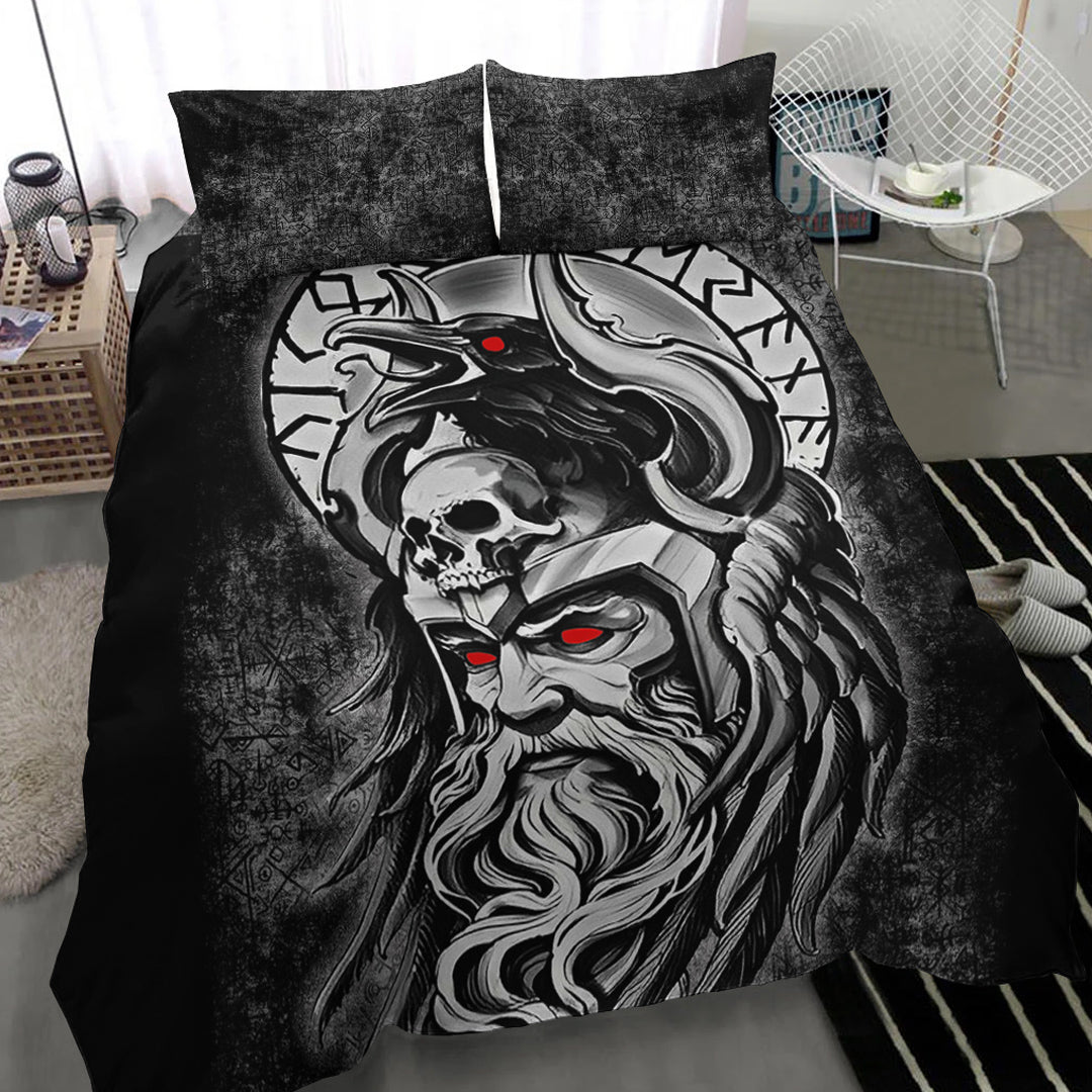 Viking Bedding Set Raven Of Odin Viking Skull Style