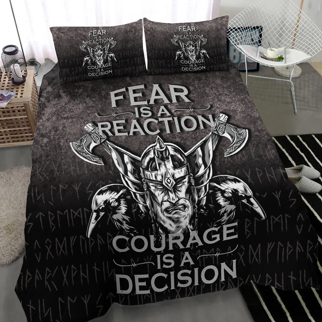 Viking Bedding Set Fear Is A Reaction Courage Is A Decision