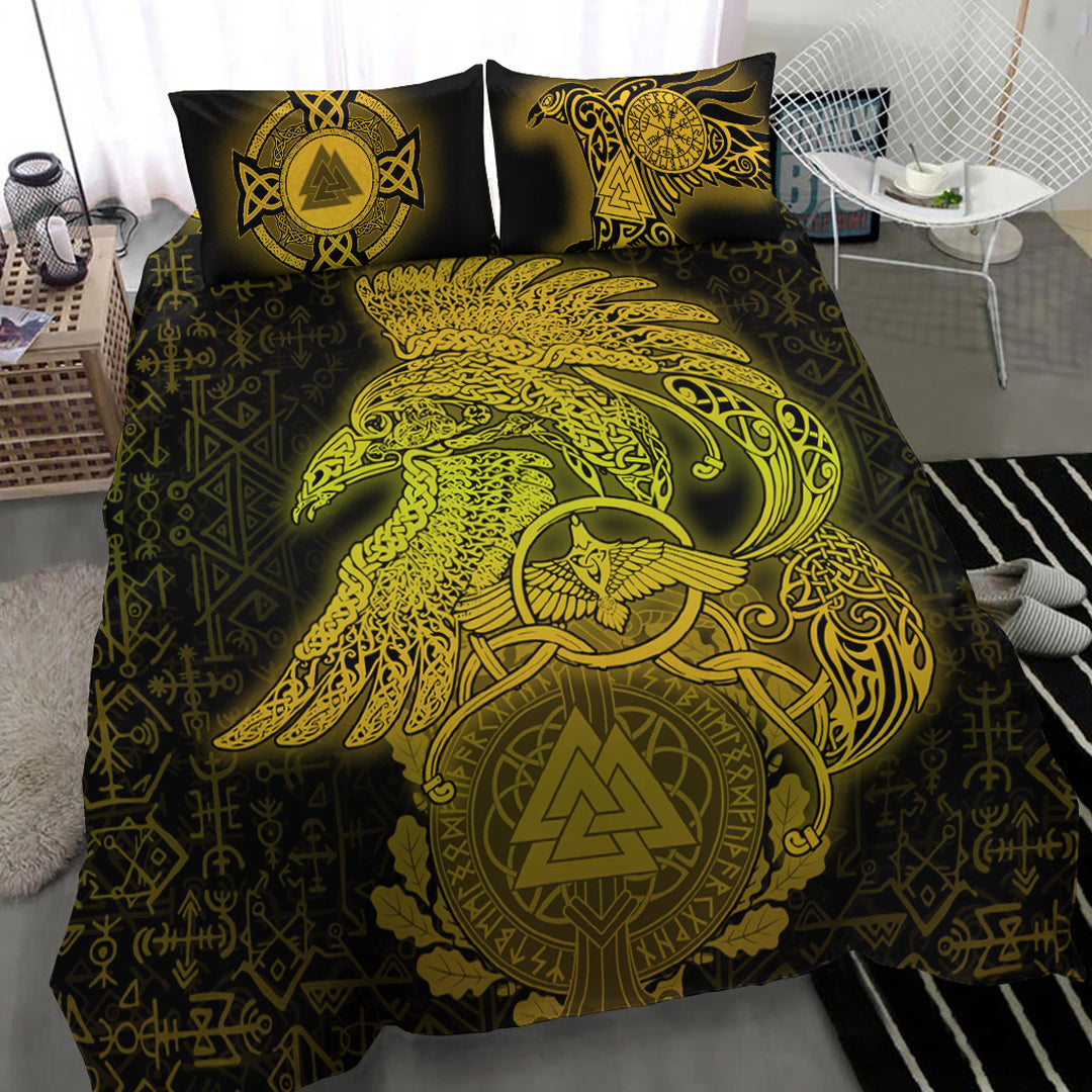 Viking Bedding Set Raven Celtic Special Yellow