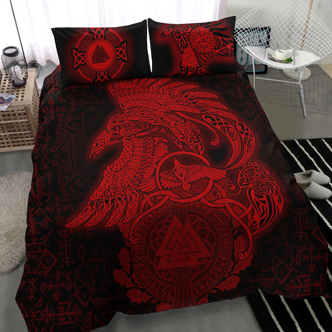 Viking Bedding Set Raven Celtic Viking Red Homeset