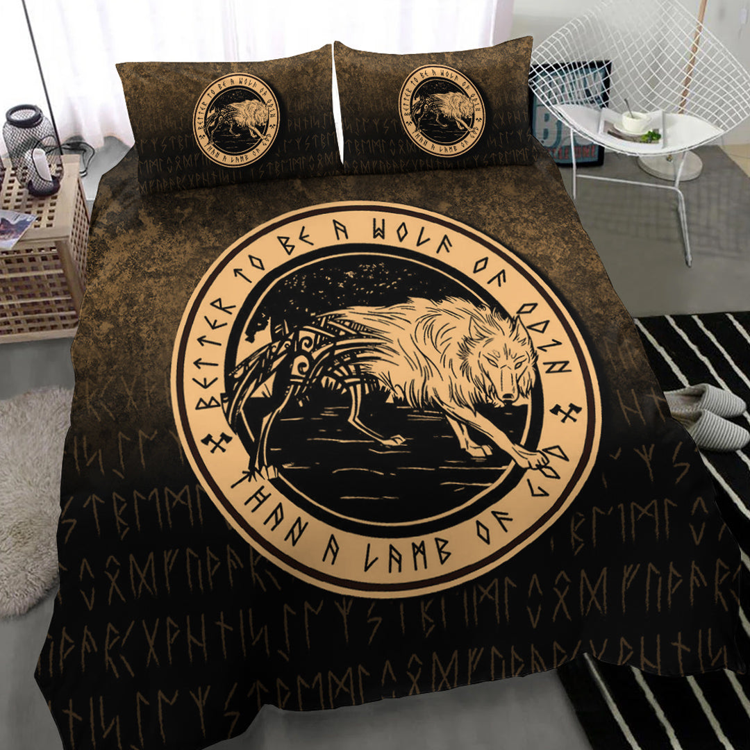 Viking Bedding Set Wolf Of Odin Gold Version