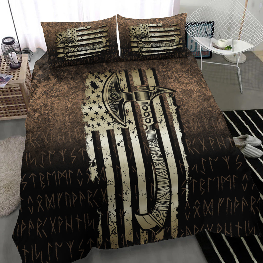 Viking Bedding Set USA Flag Viking Cool American Norsemen