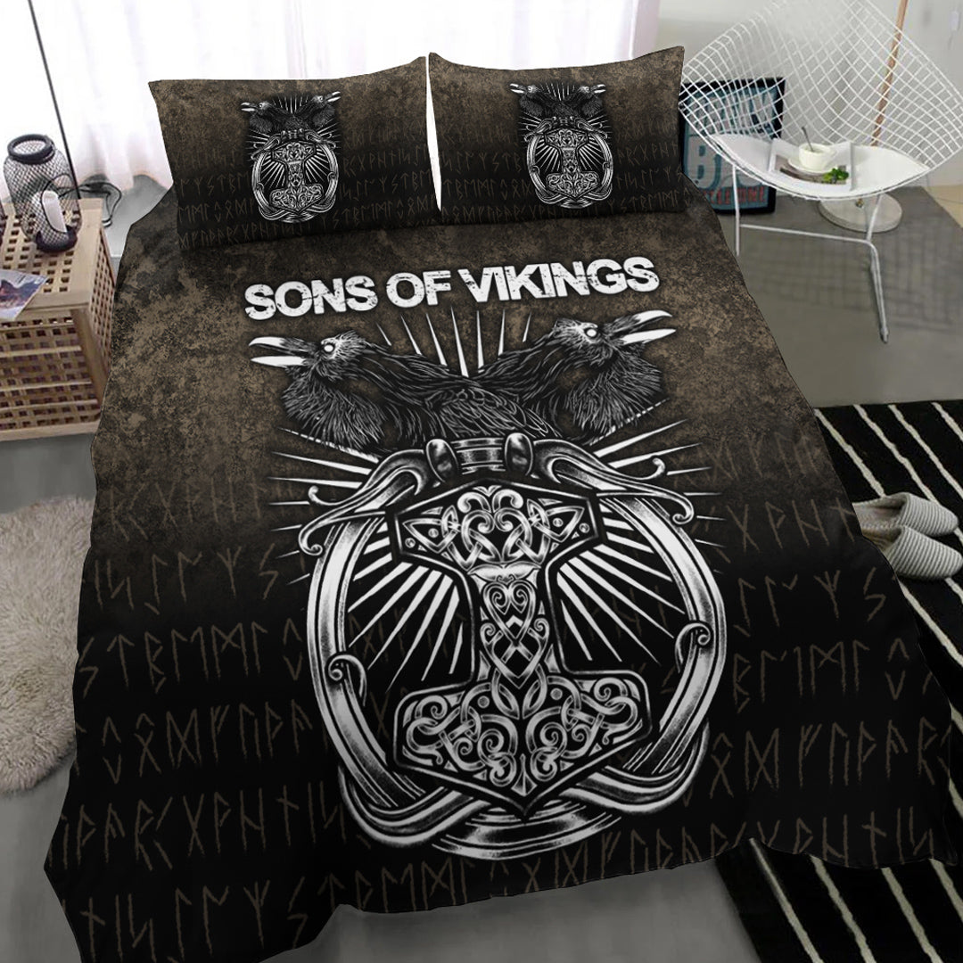 Viking Bedding Set Vikings Ravens Mjolnir