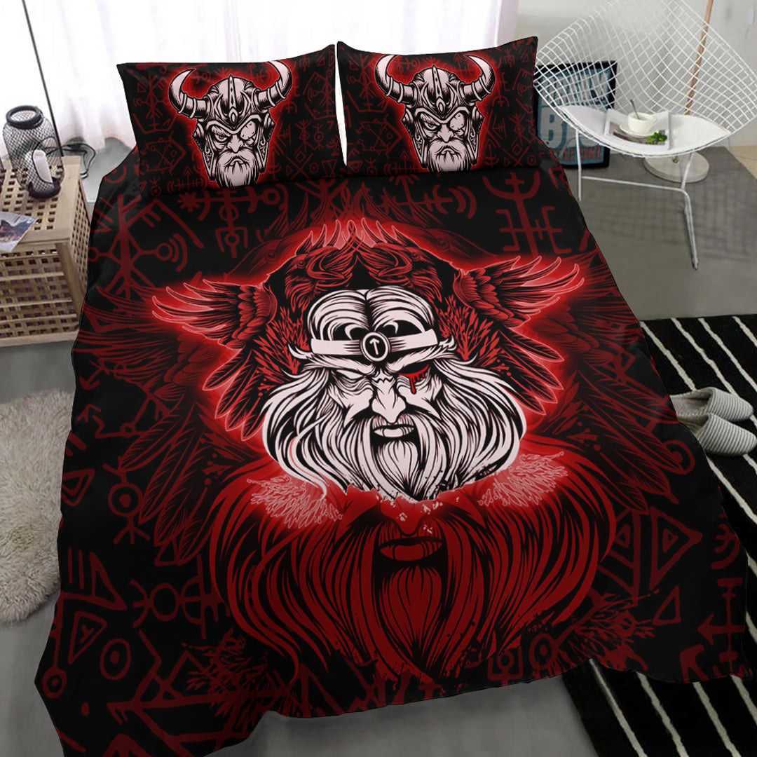 Viking Bedding Set Viking Odin Red