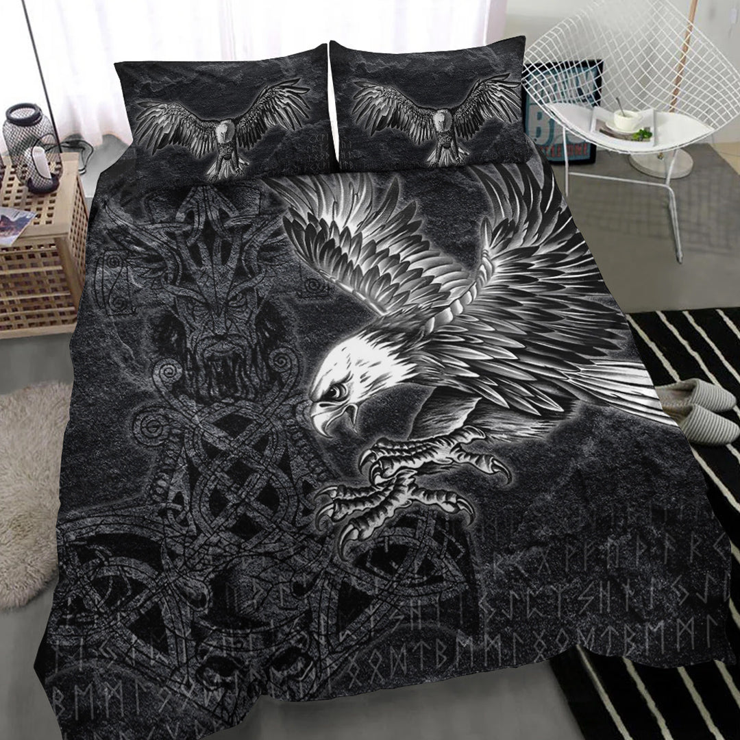 Viking Bedding Set Raven Mjolnir