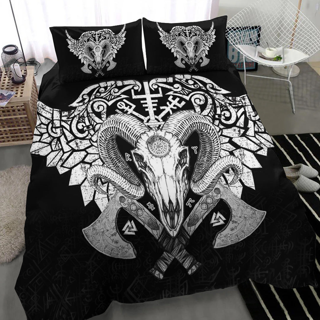 Viking Bedding Set Ram Skull