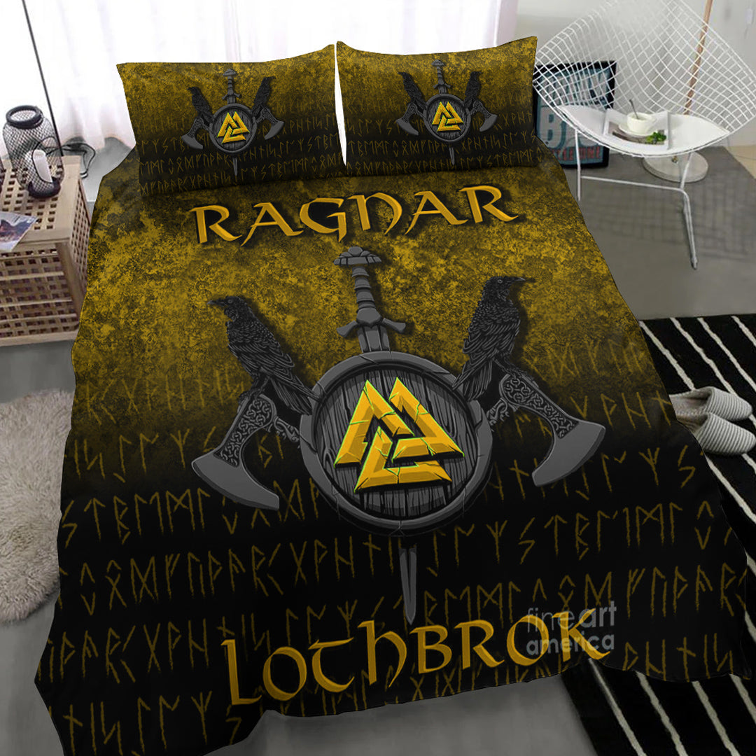 Viking Bedding Set Ragnar Lothbrok Ragnar Lodbrok Viking Warrior Gold Version