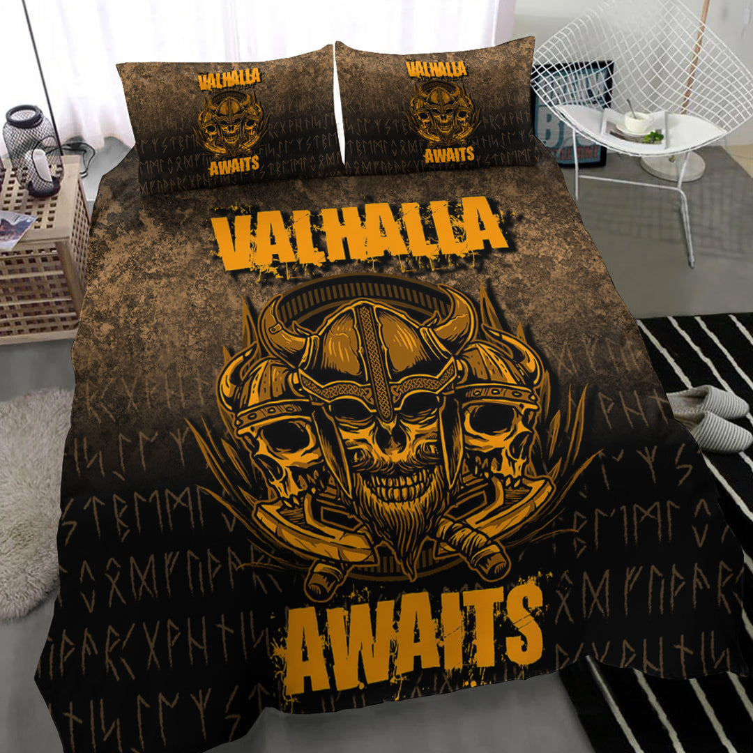 Viking Bedding Set Valhalla Awaits Warrior