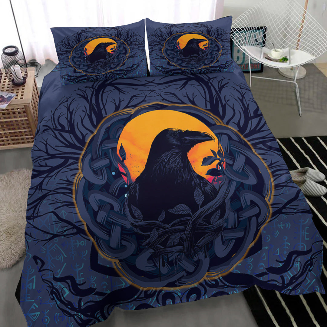 Viking Bedding Set Raven Celtic Yggdrasil and Runes