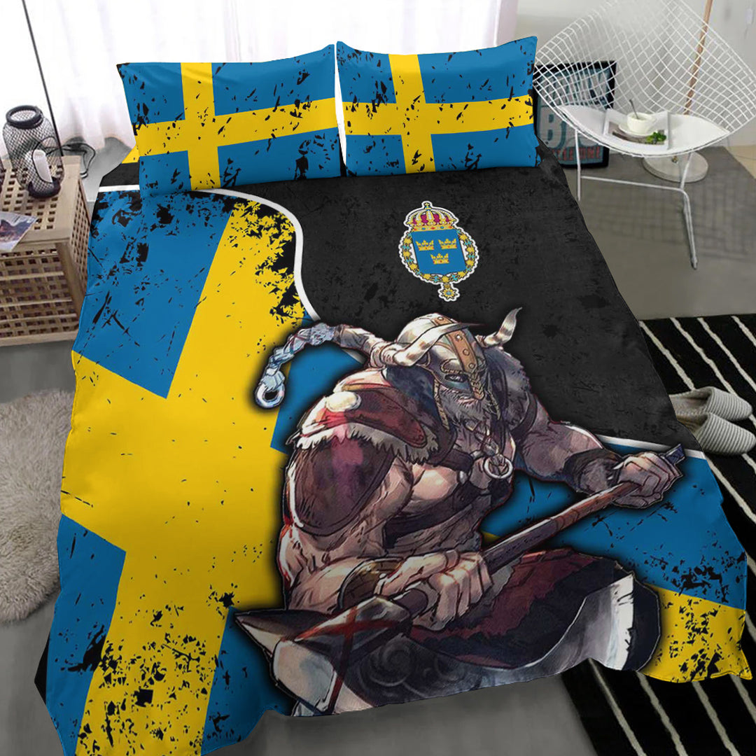 Viking Bedding Set Sweden Warrior Brush Style