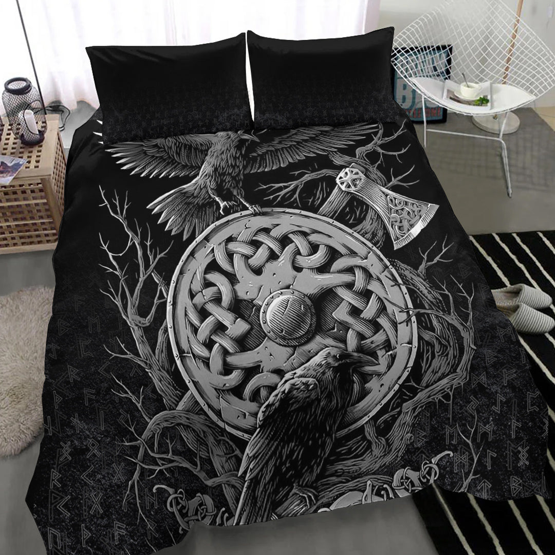 Viking Bedding Set Celtic Raven Axe Style