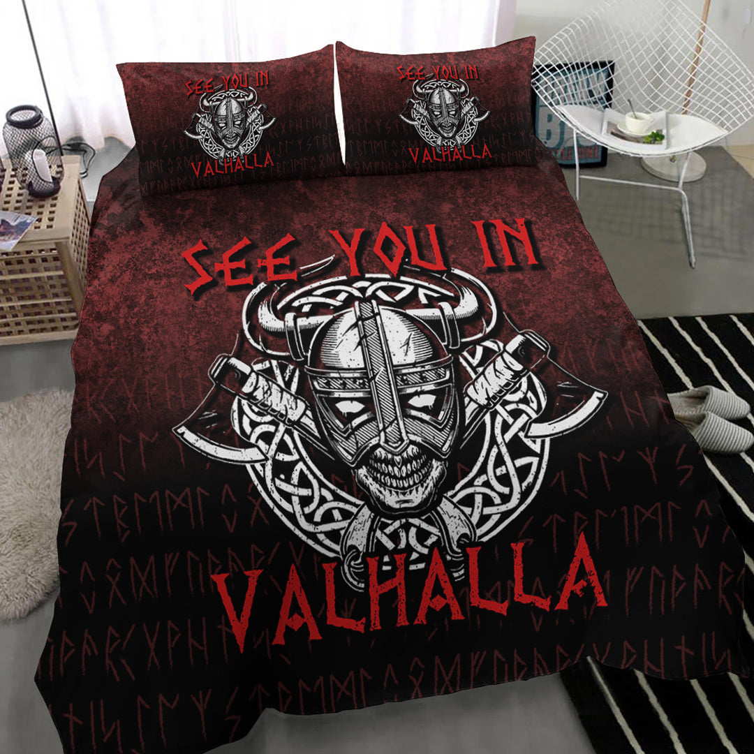 Viking Bedding Set Viking Axe Norse Warrior See You In Valhalla