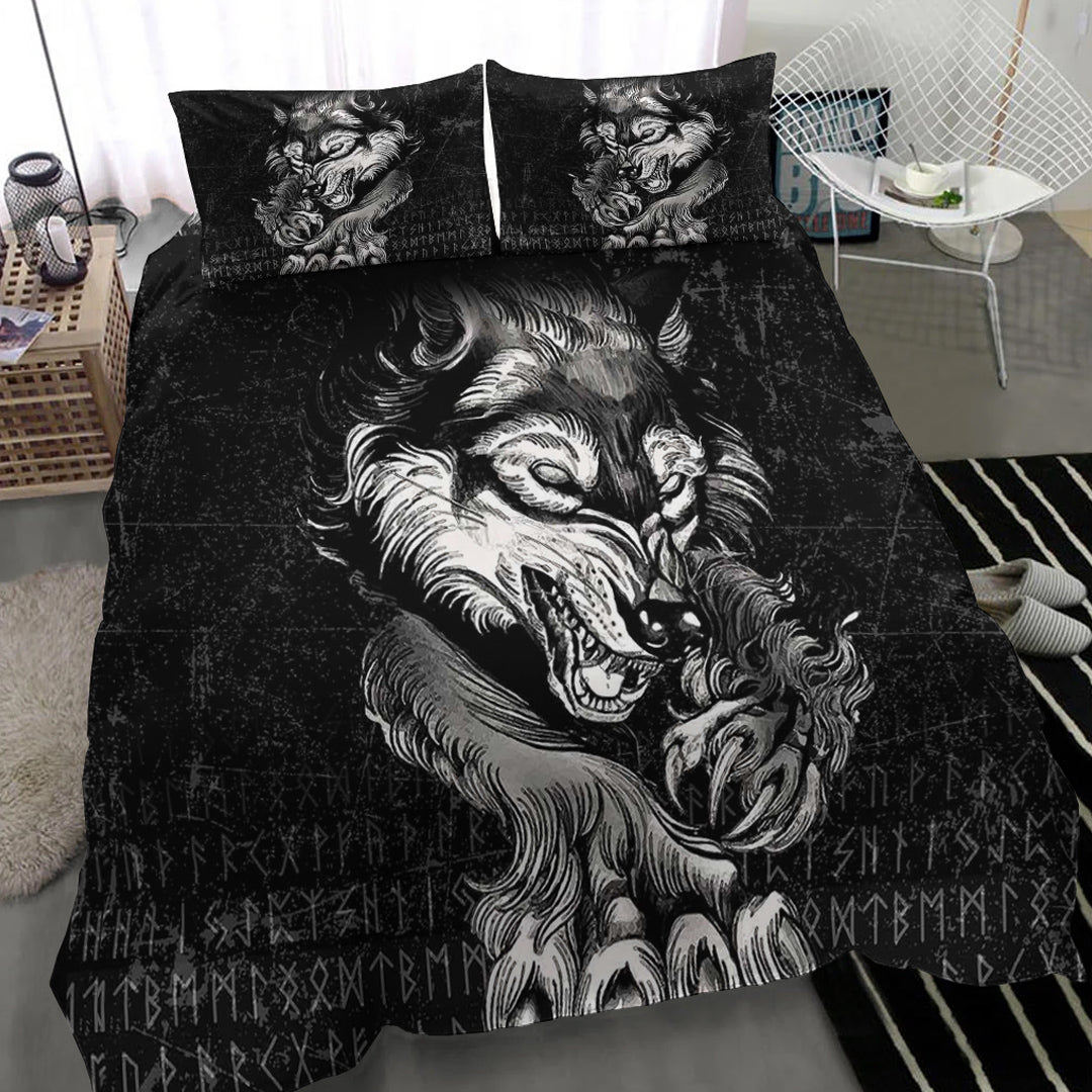 Viking Bedding Set Fenrir Wolf Lead