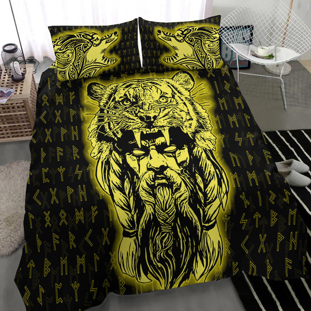 Viking Bedding Set Wolf Odin Viking Set Gold