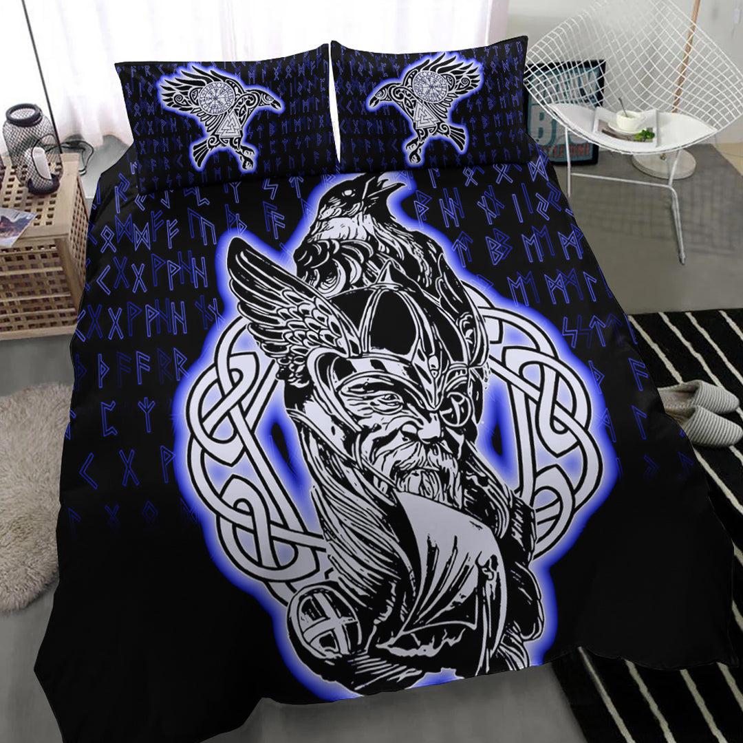 Viking Bedding Set Odin Raven Viking Set Blue