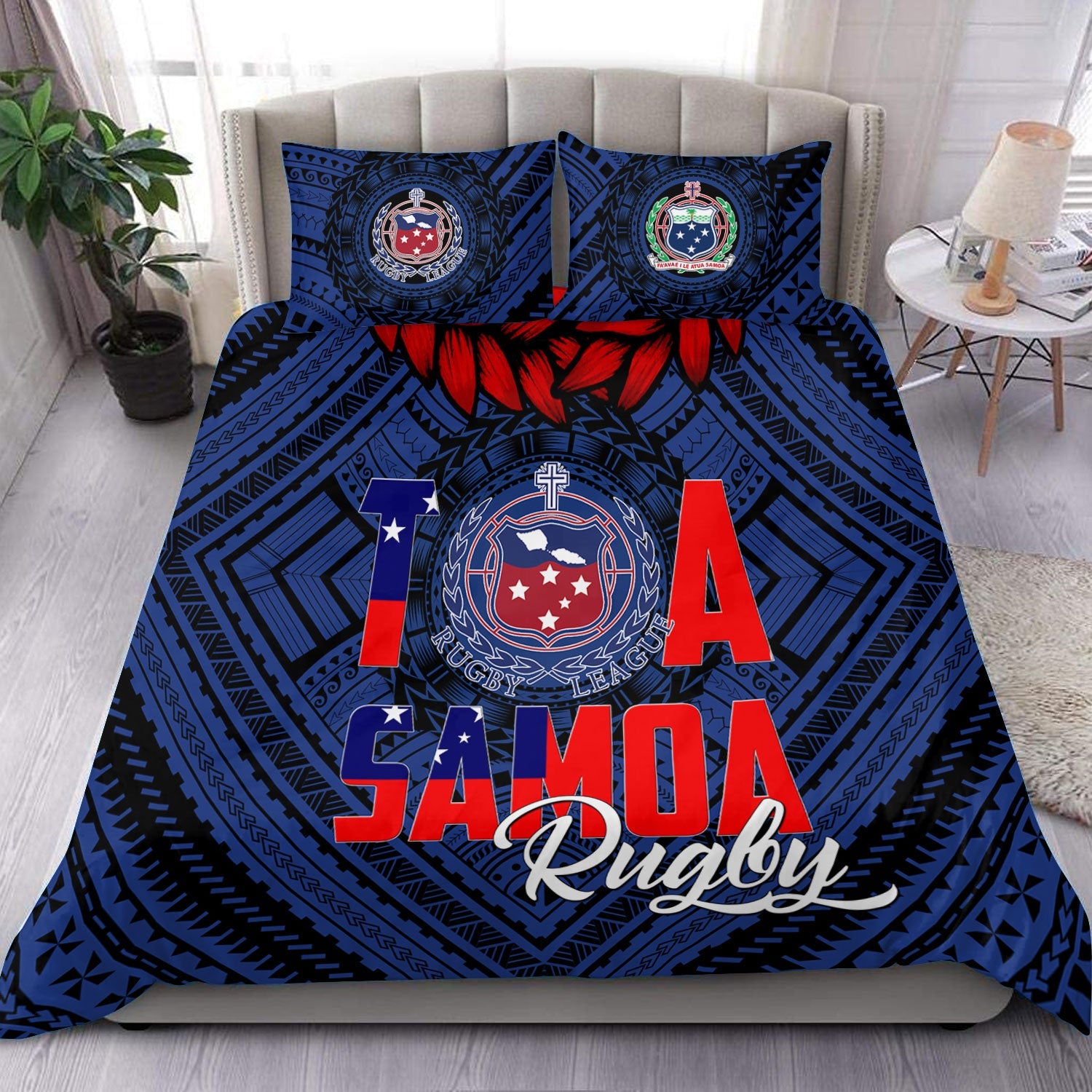 Polynesian Samoa Bedding Set Toa Samoa Rugby Ula Fala Style