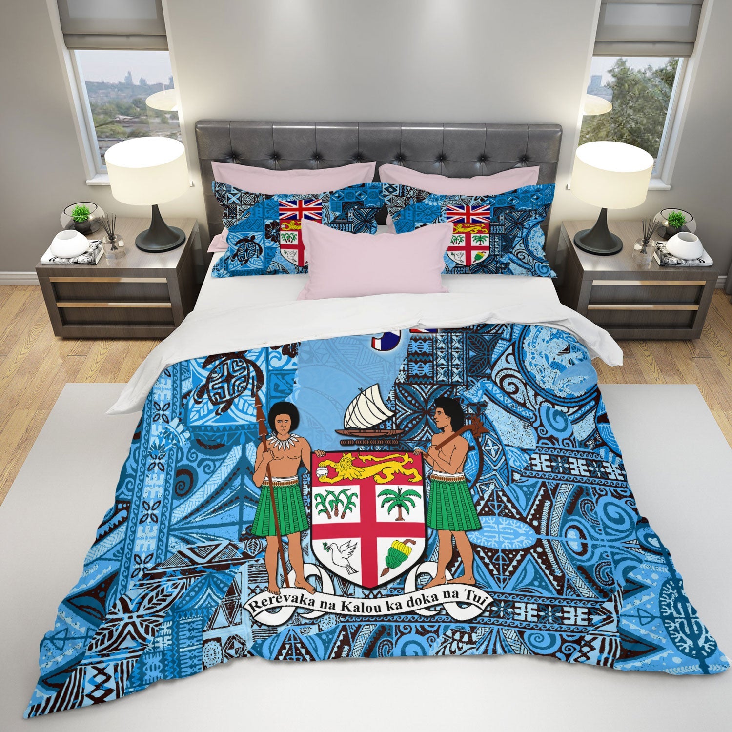 Fiji Flag & Coat Of Arms Bedding Set