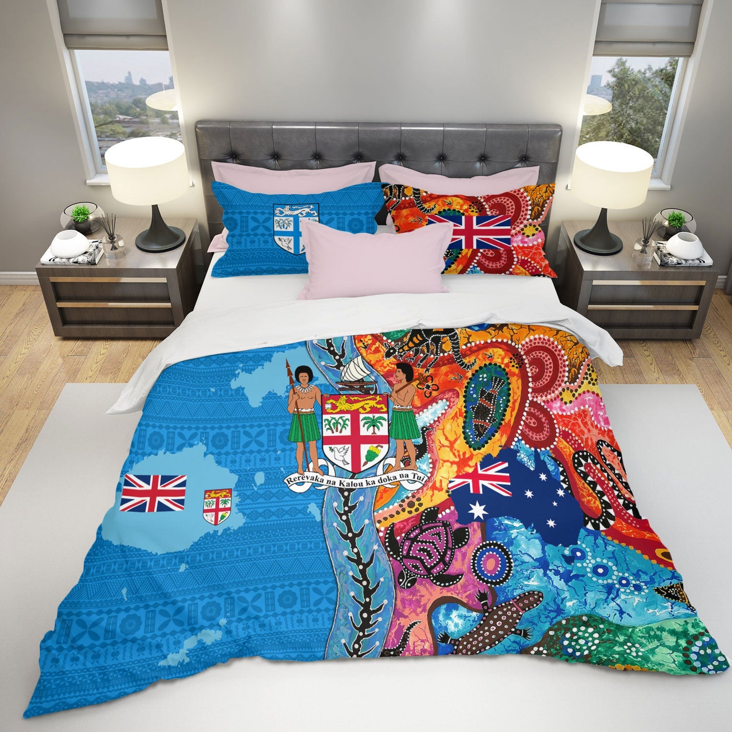 Fiji Tapa & Australia Aboriginal Bedding Set