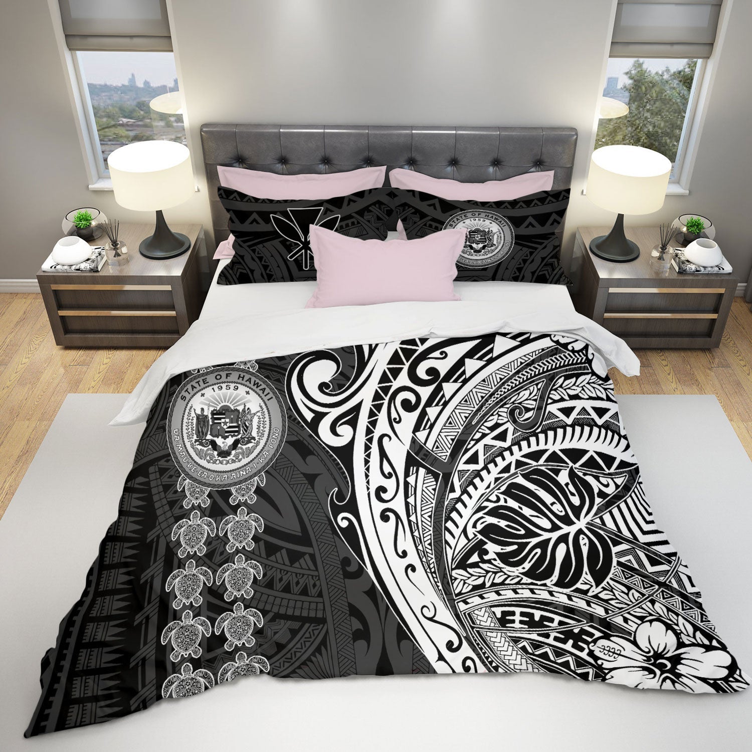 Hawaii Seal Polynesian Turtle Line Bedding Set