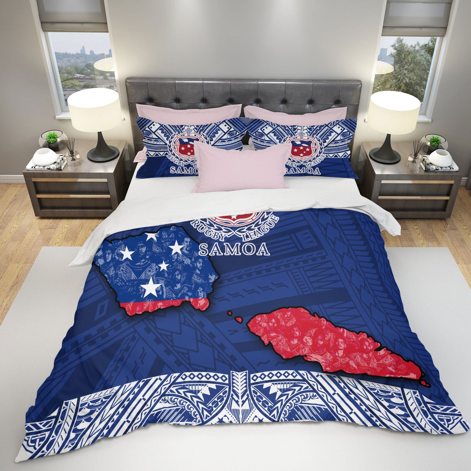 Samoa TOA Rugby Bedding Set Map Style