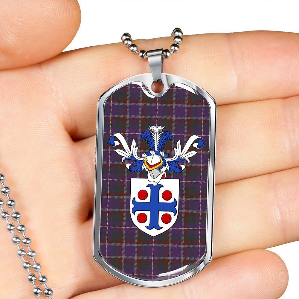 Belfrage (Belfarge) Weathered Clan Badge Classic Tartan Dog Tag Necklace