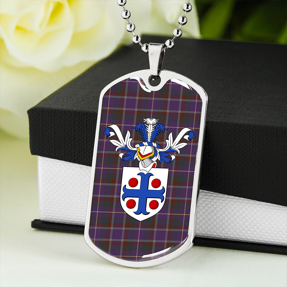 Belfrage (Belfarge) Weathered Clan Badge Classic Tartan Dog Tag Necklace