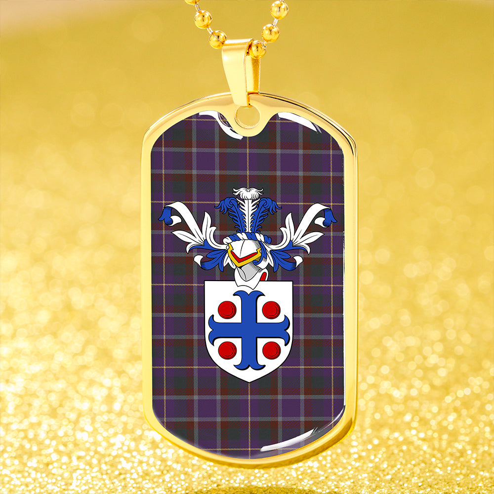 Belfrage (Belfarge) Weathered Clan Badge Classic Tartan Dog Tag Necklace
