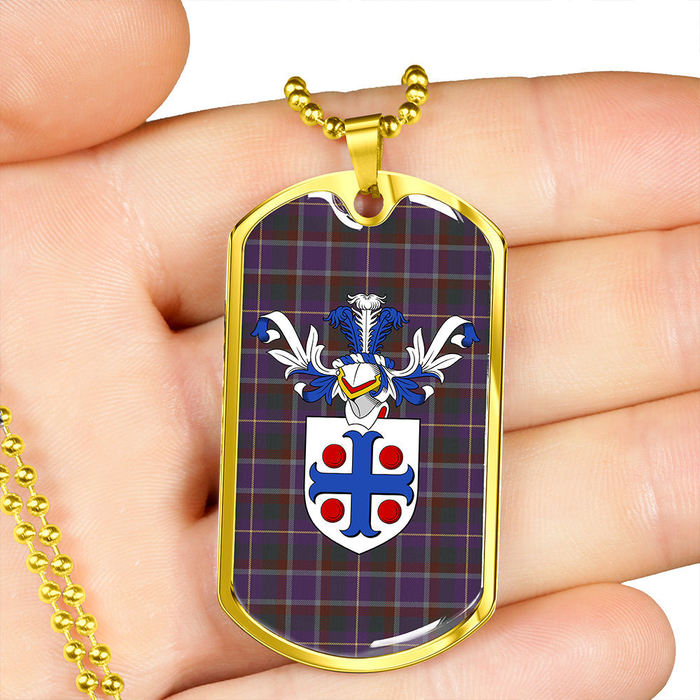 Belfrage (Belfarge) Weathered Clan Badge Classic Tartan Dog Tag Necklace