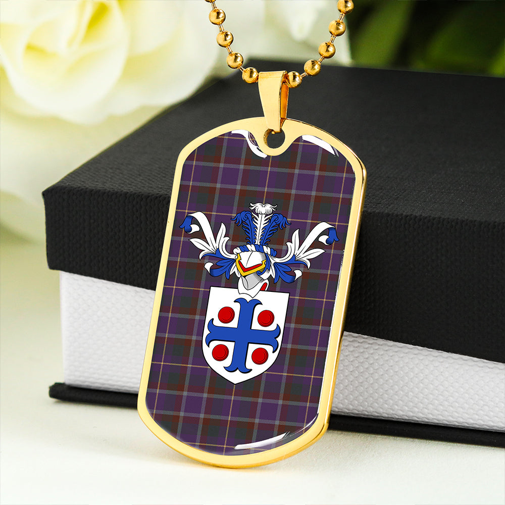 Belfrage (Belfarge) Weathered Clan Badge Classic Tartan Dog Tag Necklace