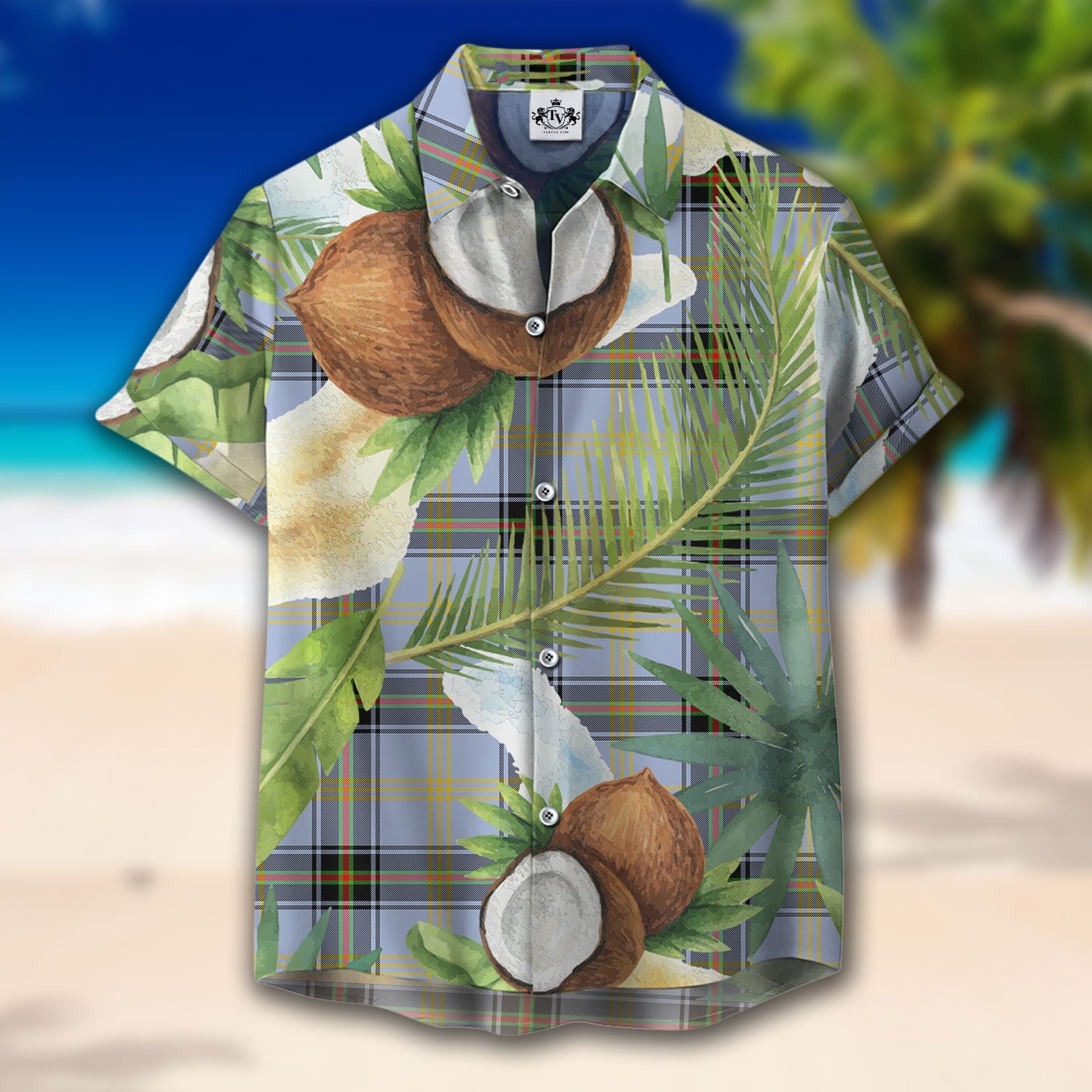 Scottish Tartan Bell Clan Hawaiian Shirt Hibiscus - Tropical Garden Style