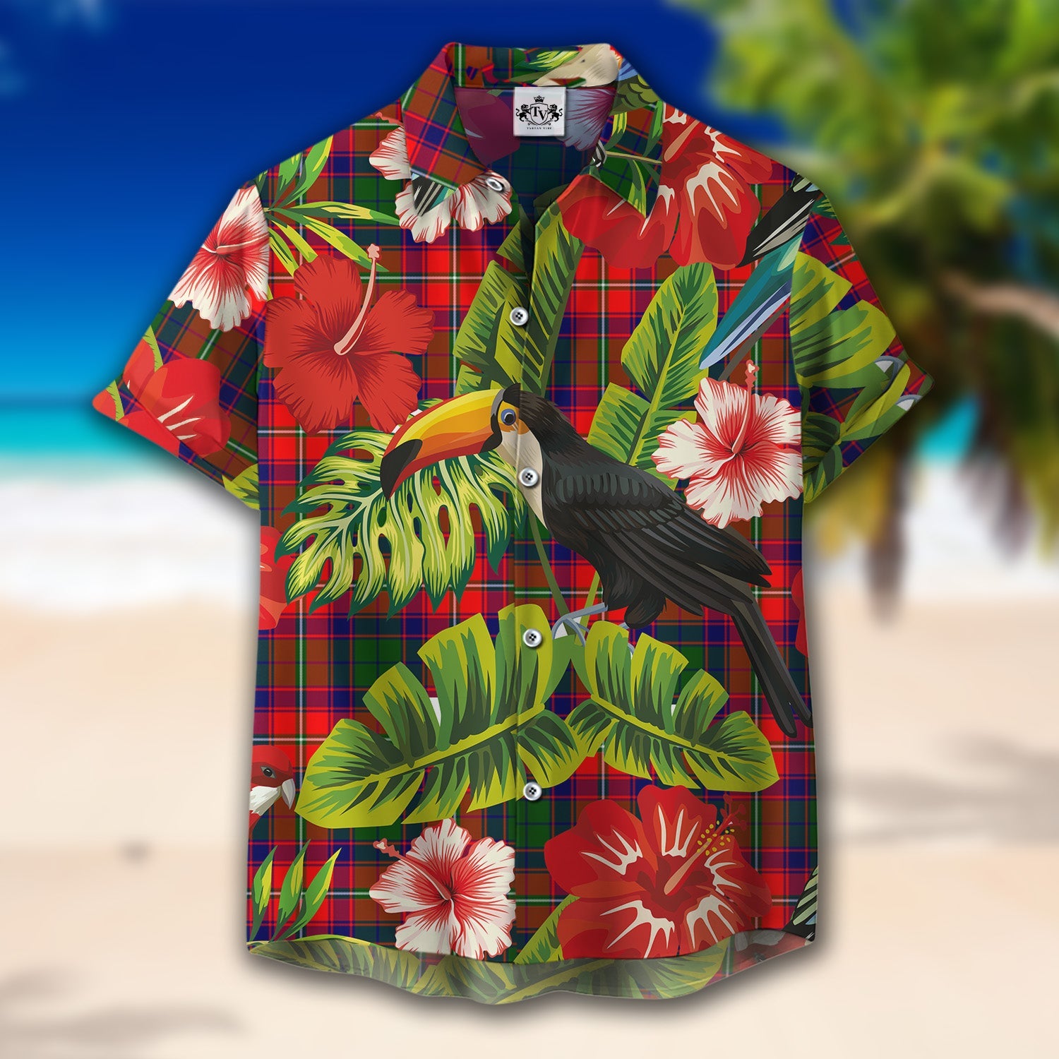 Scottish Tartan Belshes Clan Hawaiian Shirt Hibiscus - Tropical Garden Style