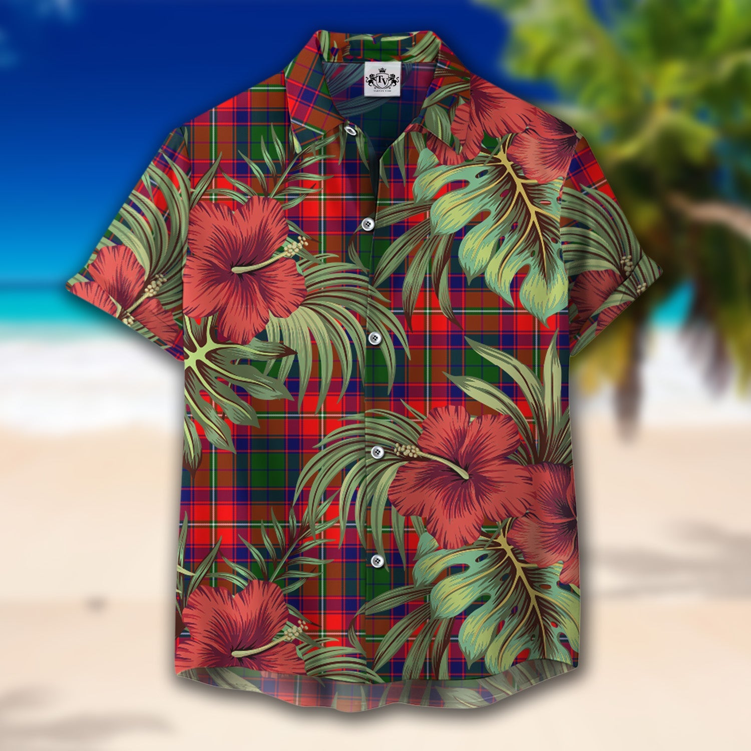 Scottish Tartan Belshes Clan Hawaiian Shirt Hibiscus - Tropical Garden Style