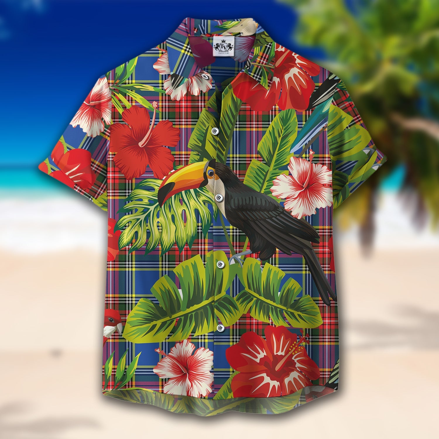 Scottish Tartan Bethune Clan Hawaiian Shirt Hibiscus - Tropical Garden Style